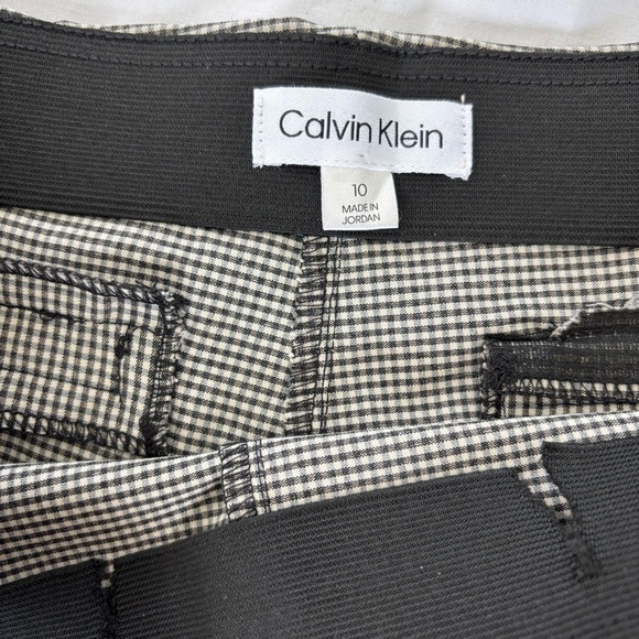 Calvin Klein Black/White Checkered Ankle Stretch Pants Women’s Size 10 - Picture 3 of 6